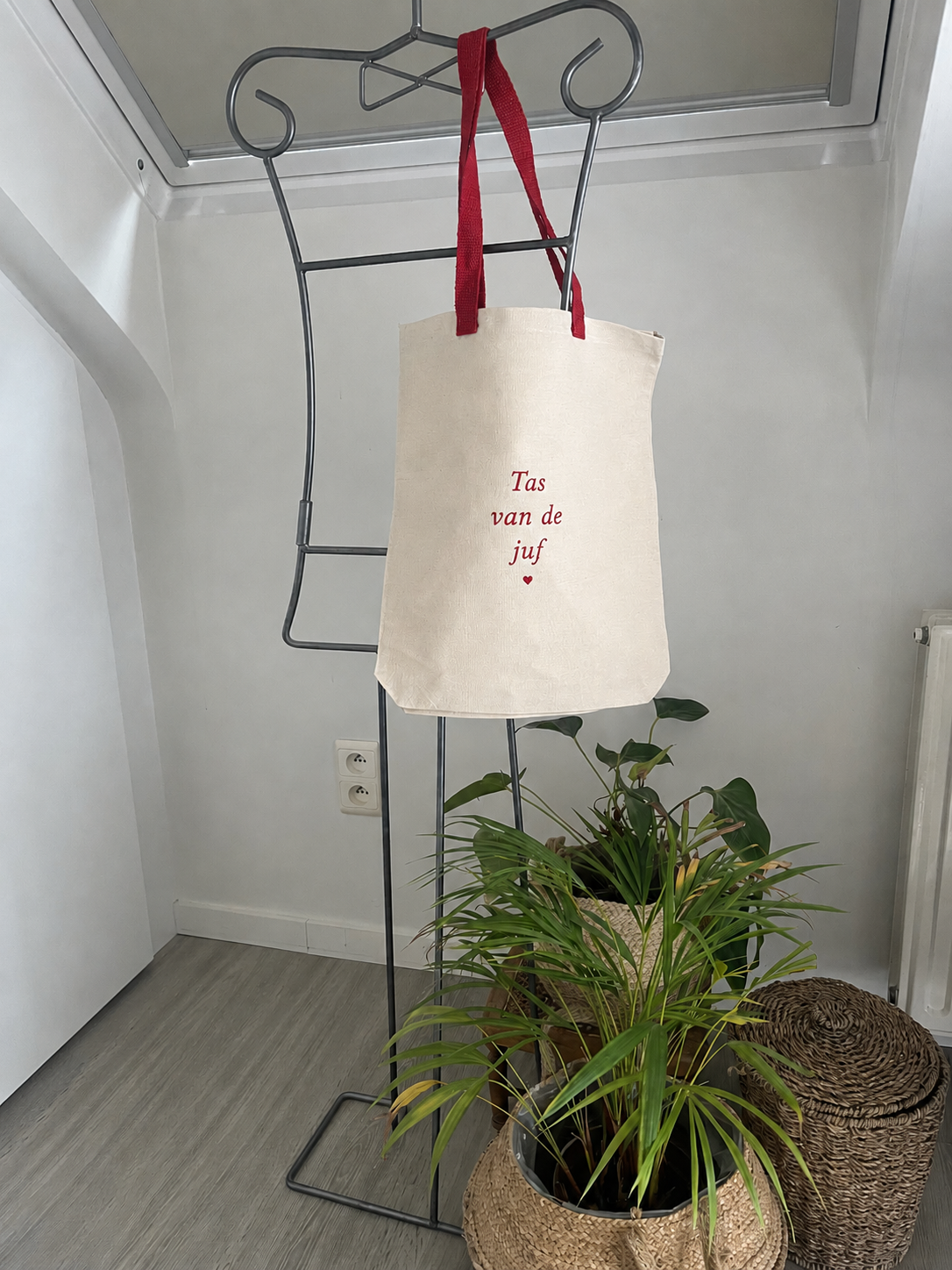 Canvas shopper met gekleurde hengsels