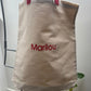 Canvas shopper met gekleurde hengsels