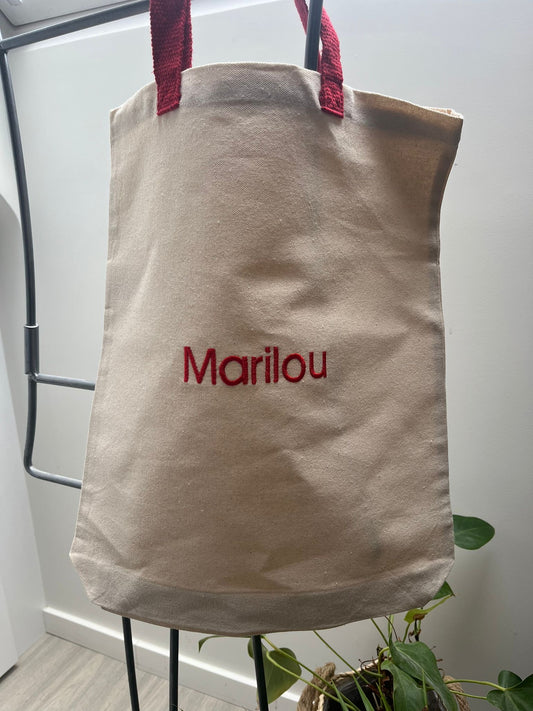 Canvas shopper met gekleurde hengsels