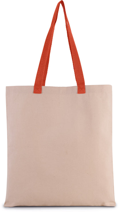 Canvas shopper met gekleurde hengsels